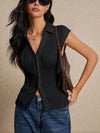Simple Slim Vest V-neck Sleeveless Button Sweater - YLORESHOP