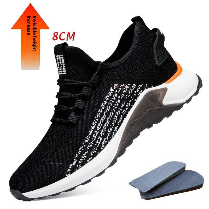 Men's Round Head Mesh Fabric Casual Shoelace Invisible Height Increasing - YLORESHOP