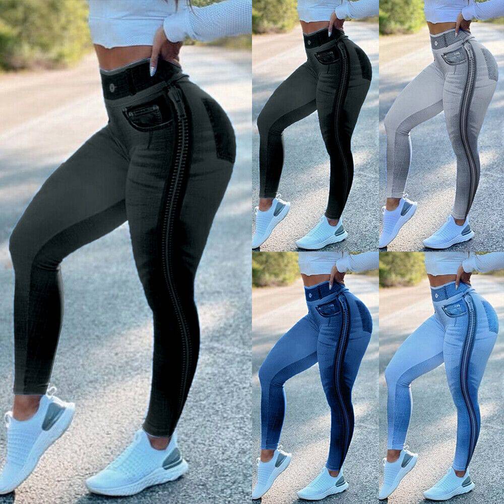 High Waist Fitness Pants For Women Close-fitting And Slim-fitting Denim Yoga Pants - YLORESHOP