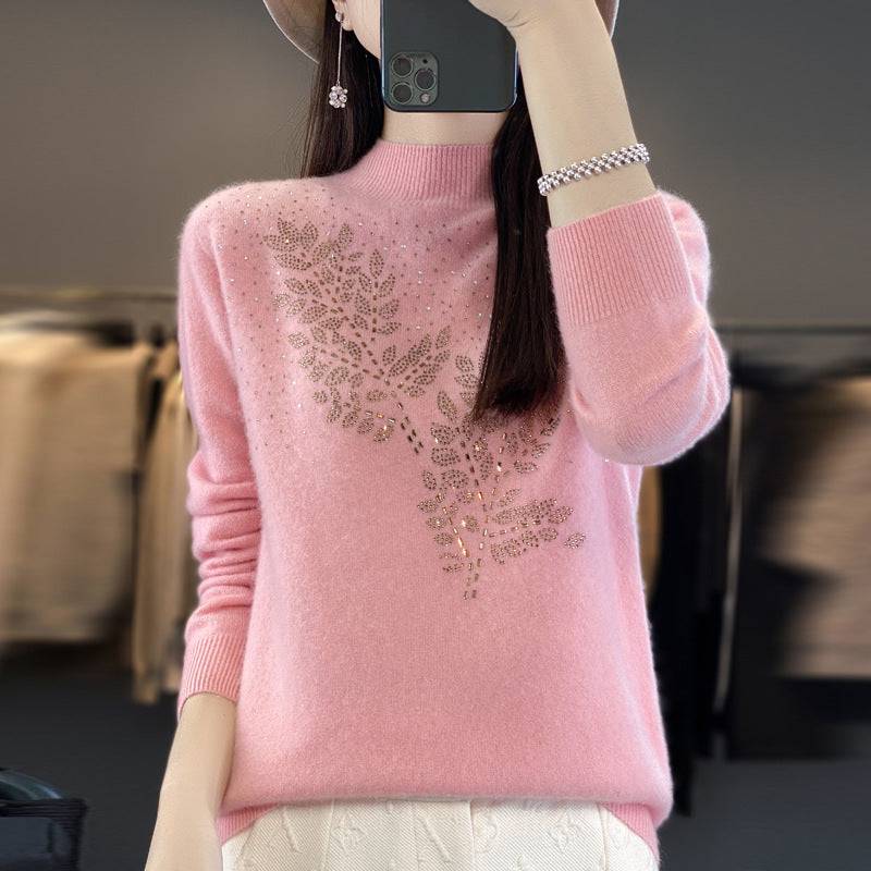 Women's Loose And Versatile Semi High Neck Knitted Sweater - YLORESHOP