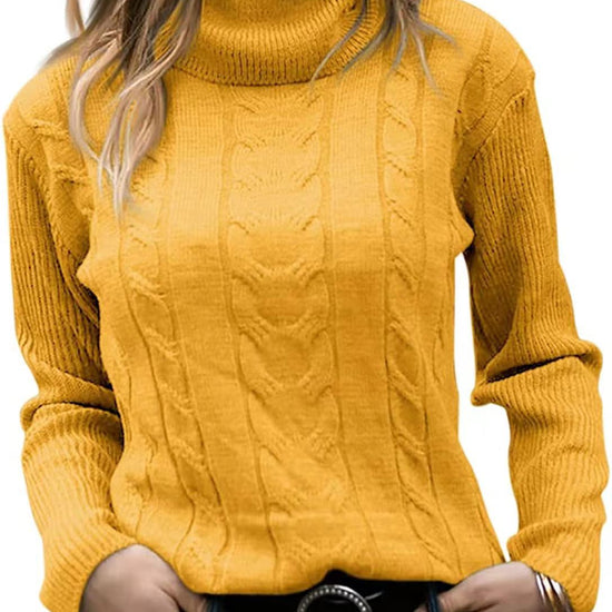 Solid Color Turtleneck Sweater Retro Long Sleeve Sweater - YLORESHOP