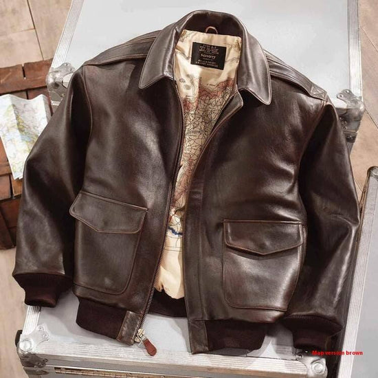 Retro Oversized US Air Force Fur Leather Coat - YLORESHOP