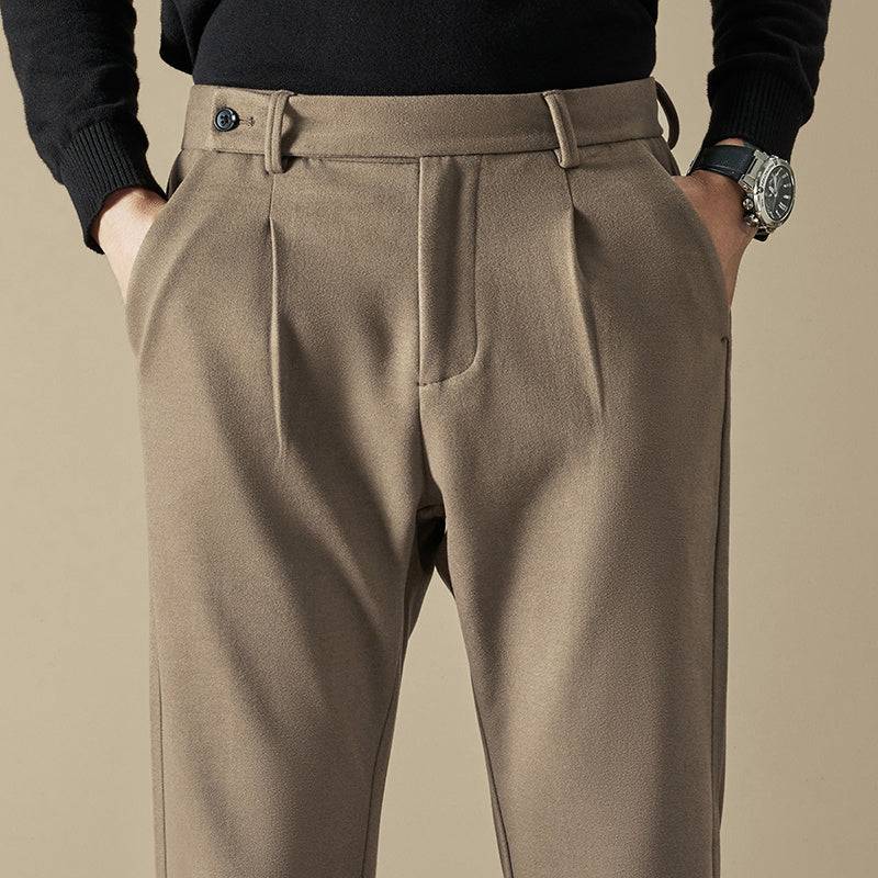 Pantaloni da uomo larghi drappeggi di lana dritti