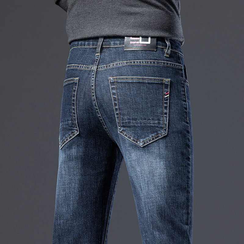 Jeans imbottiti in pile da uomo dritto slim elastico ispessimento