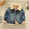 Children's jacket with fur collar, thick, with 4 pockets - YLORESHOP