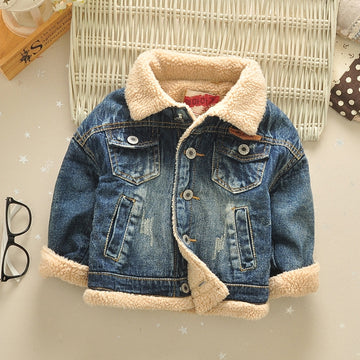 Children's jacket with fur collar, thick, with 4 pockets - YLORESHOP