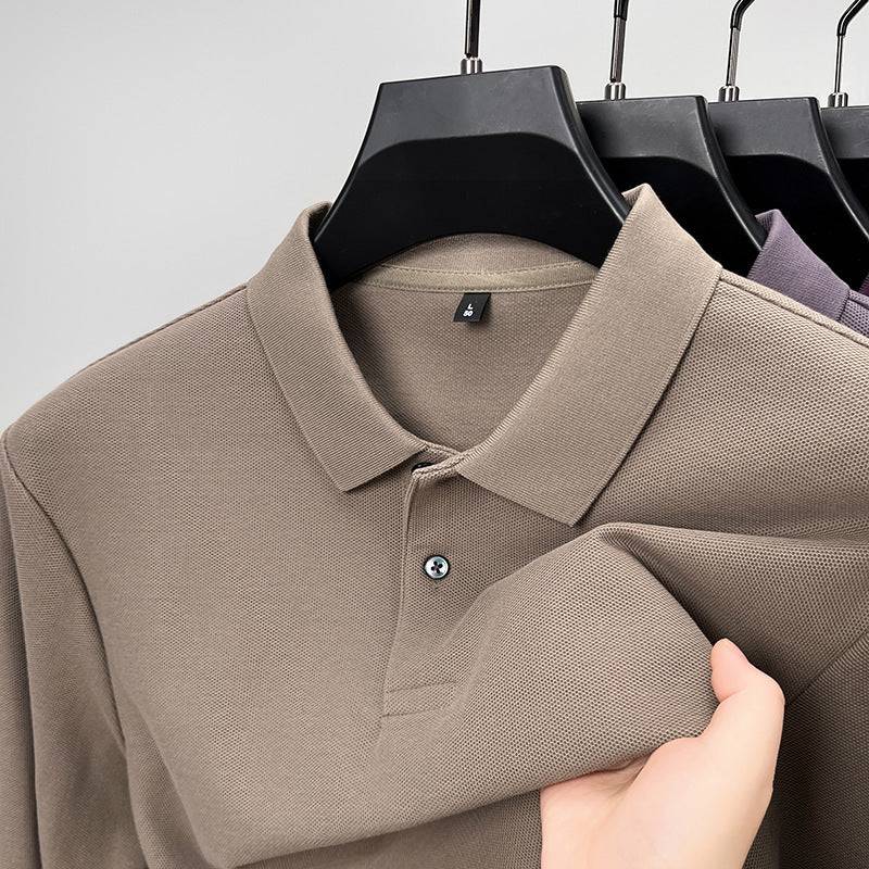 Middle-aged Business Leisure Long Sleeve Lapel T-shirt