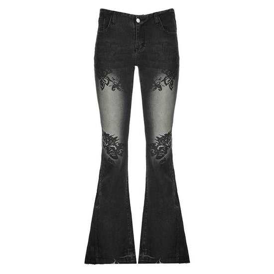 Printed Worn Jeans Slimming Washed Women - YLORESHOP
