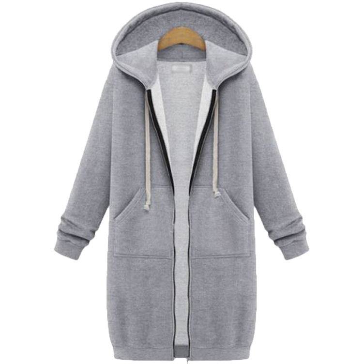 Hooded Long Sleeve Sweater Fleece Long Jacket - YLORESHOP