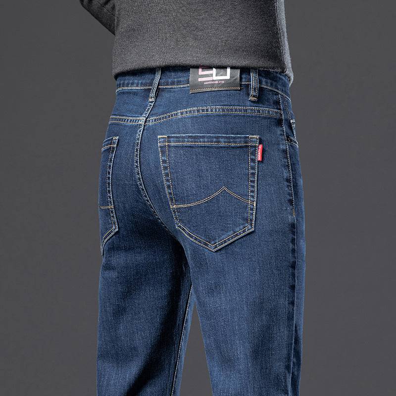 Jeans imbottiti in pile da uomo dritto slim elastico ispessimento