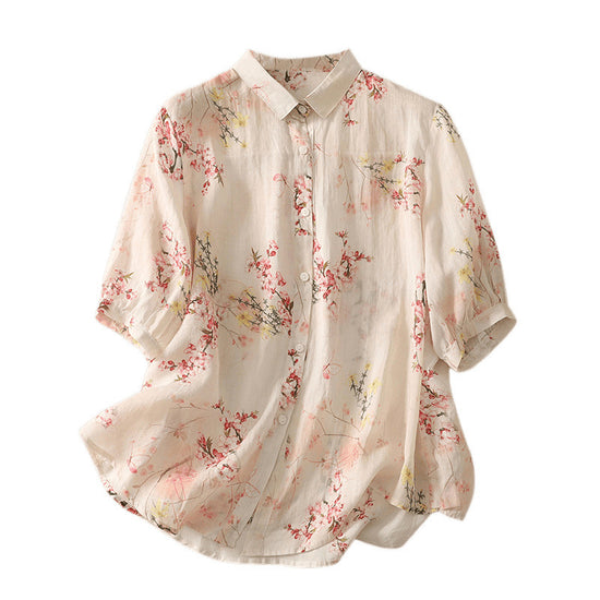 Real Shot Summer New Artistic Vintage Cotton And Linen Tops - YLORESHOP