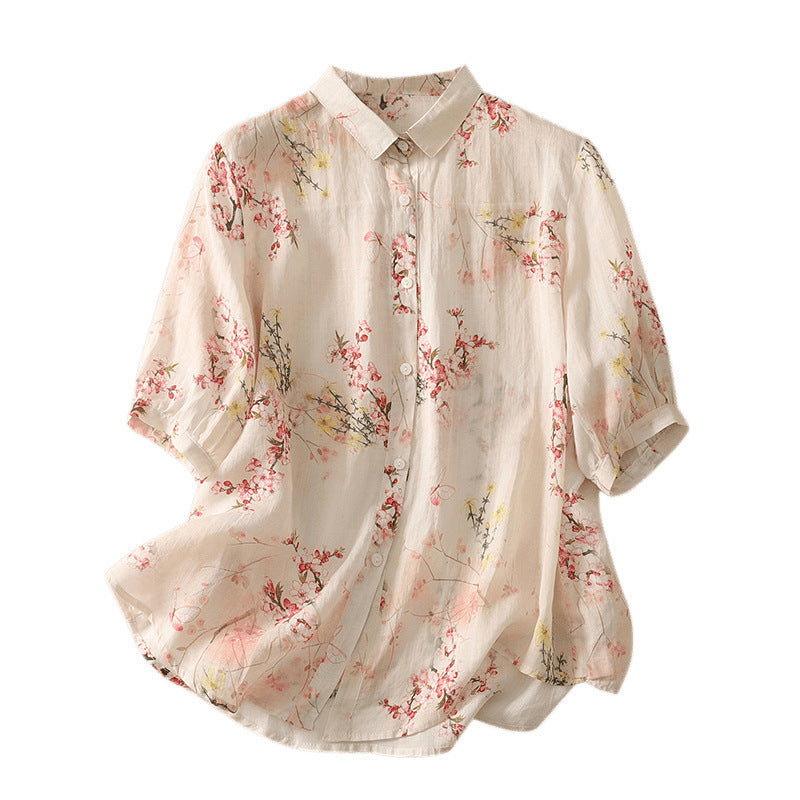 Real Shot Summer New Artistic Vintage Cotton And Linen Tops - YLORESHOP