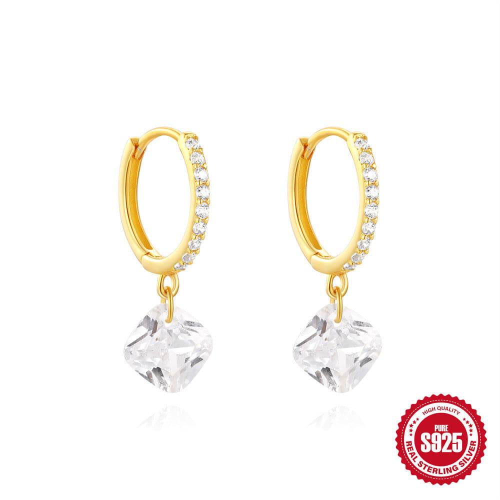 S925 Sterling Silver Classic Diamond Eardrop Earring - YLORESHOP