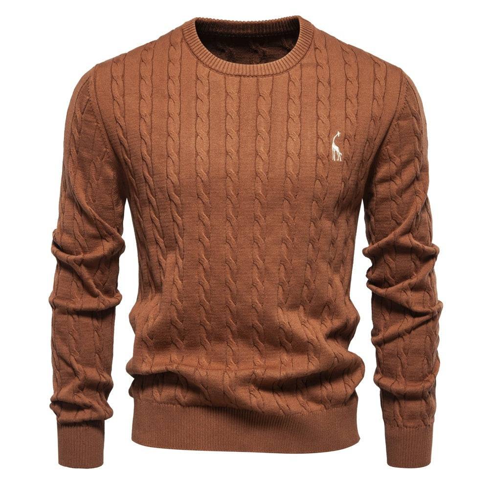 Autumn And Winter Sweater Pullover Deer Embroidery Solid Color Sweater For Men - YLORESHOP