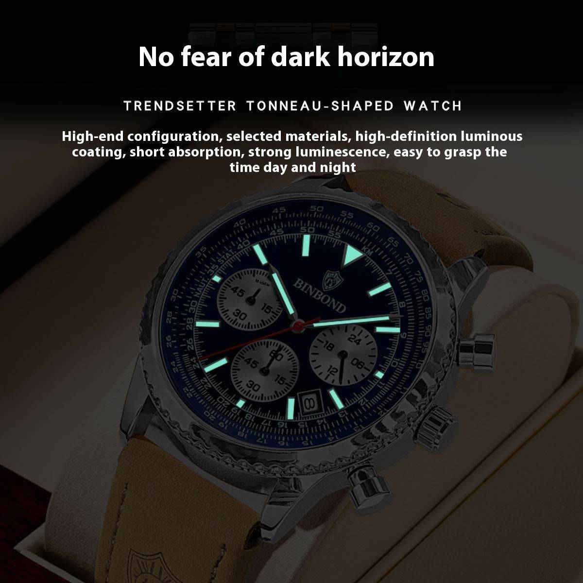 Men's Multi-functional Ultra-thin Business Style Leather Belt Waterproof Luminous Calendar Watch - YLORESHOP