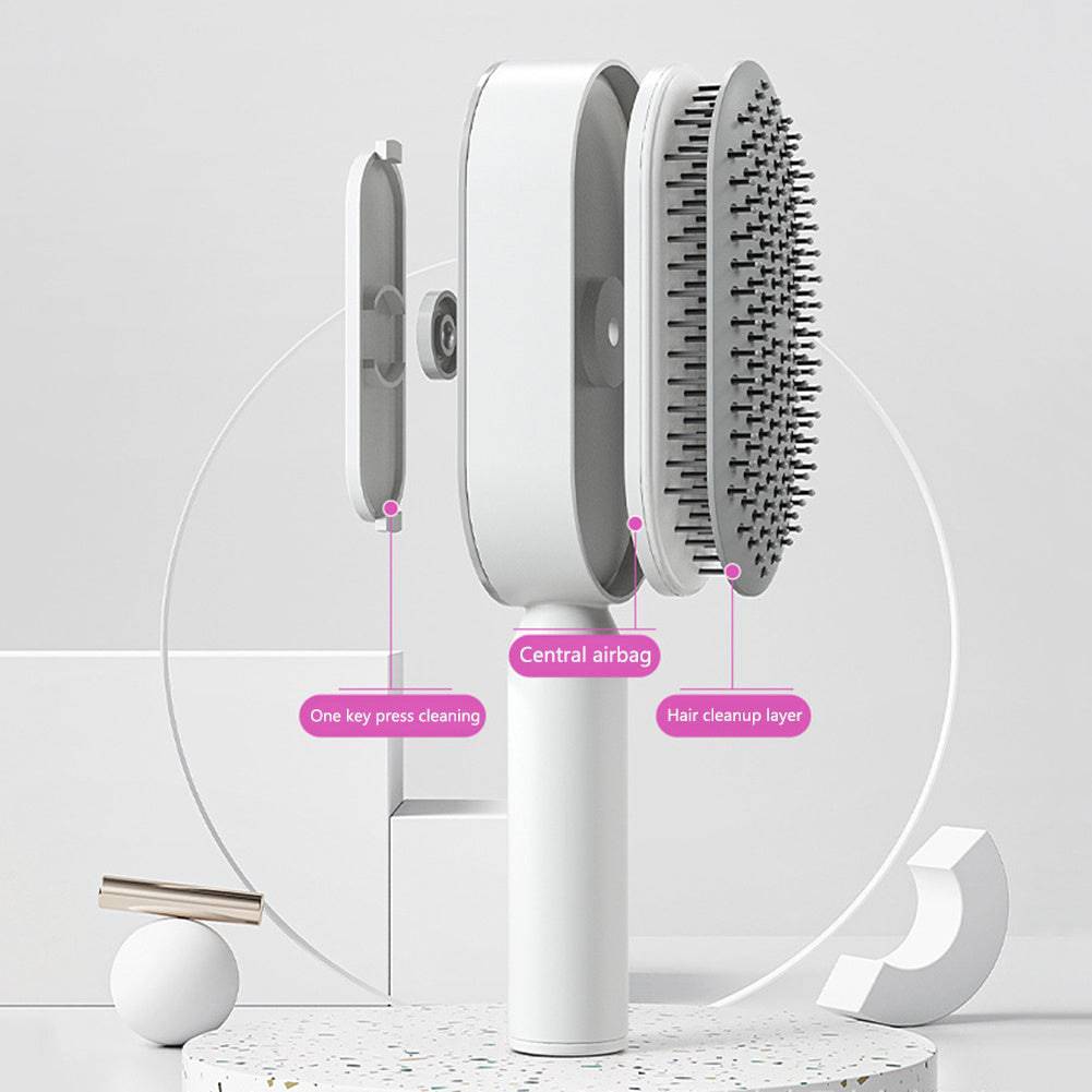 Self Cleaning Hair Brush For Women One-key Cleaning Hair Loss Airbag Massage Scalp Comb Anti-Static Hairbrush - YLORESHOP