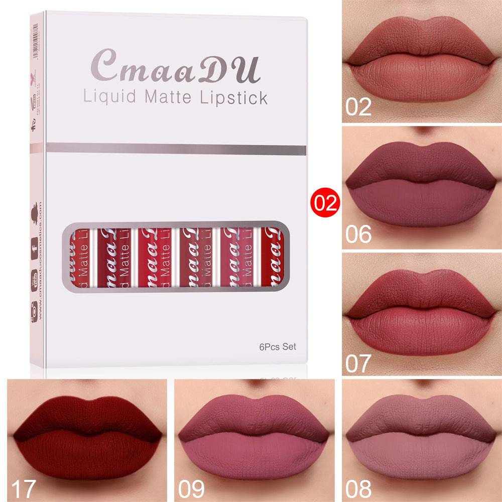 6 Boxes Of Matte Non-stick Cup Waterproof Lipstick Long Lasting Lip Gloss - YLORESHOP