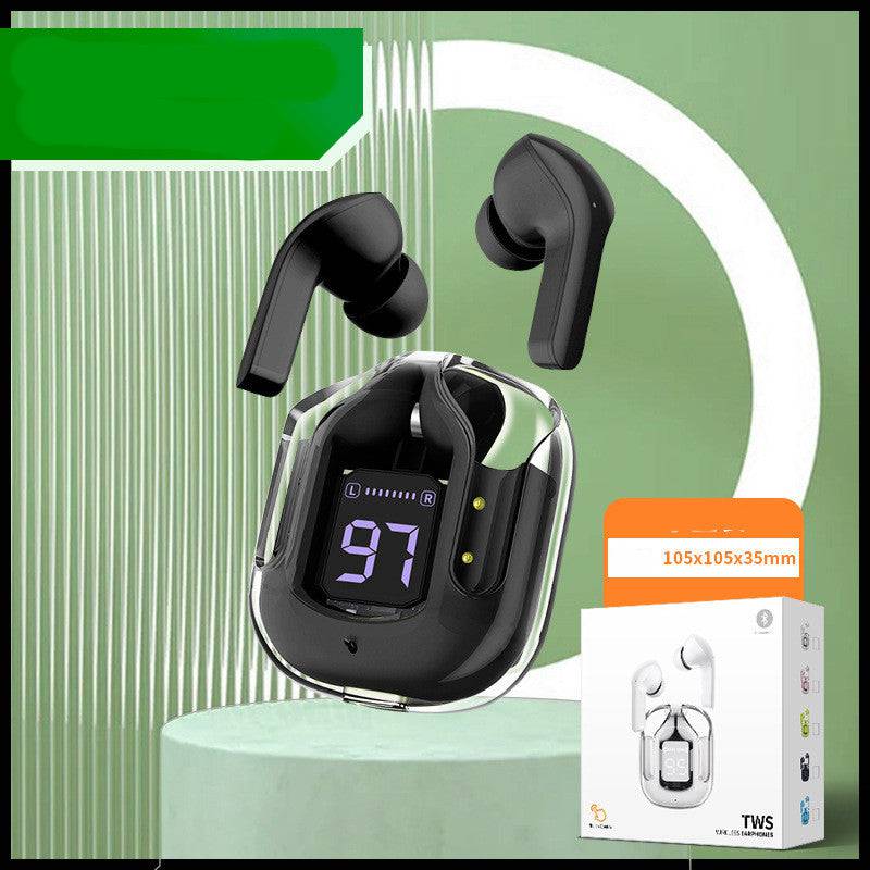 Nuovo mini auricolare Bluetooth wireless trasparente Display digitale Riduzione del rumore ENC Vera musica sportiva wireless