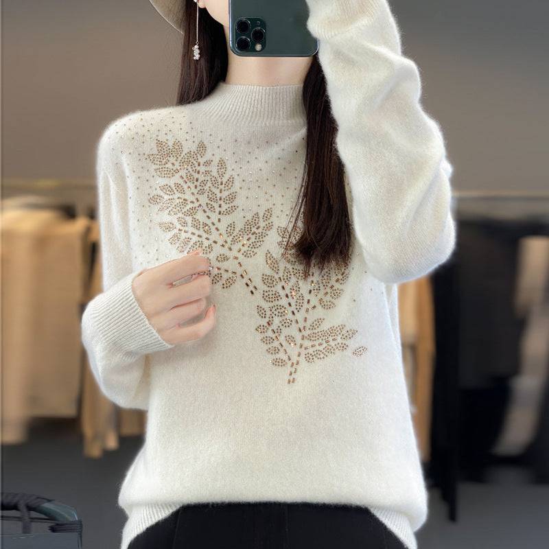 Women's Loose And Versatile Semi High Neck Knitted Sweater - YLORESHOP