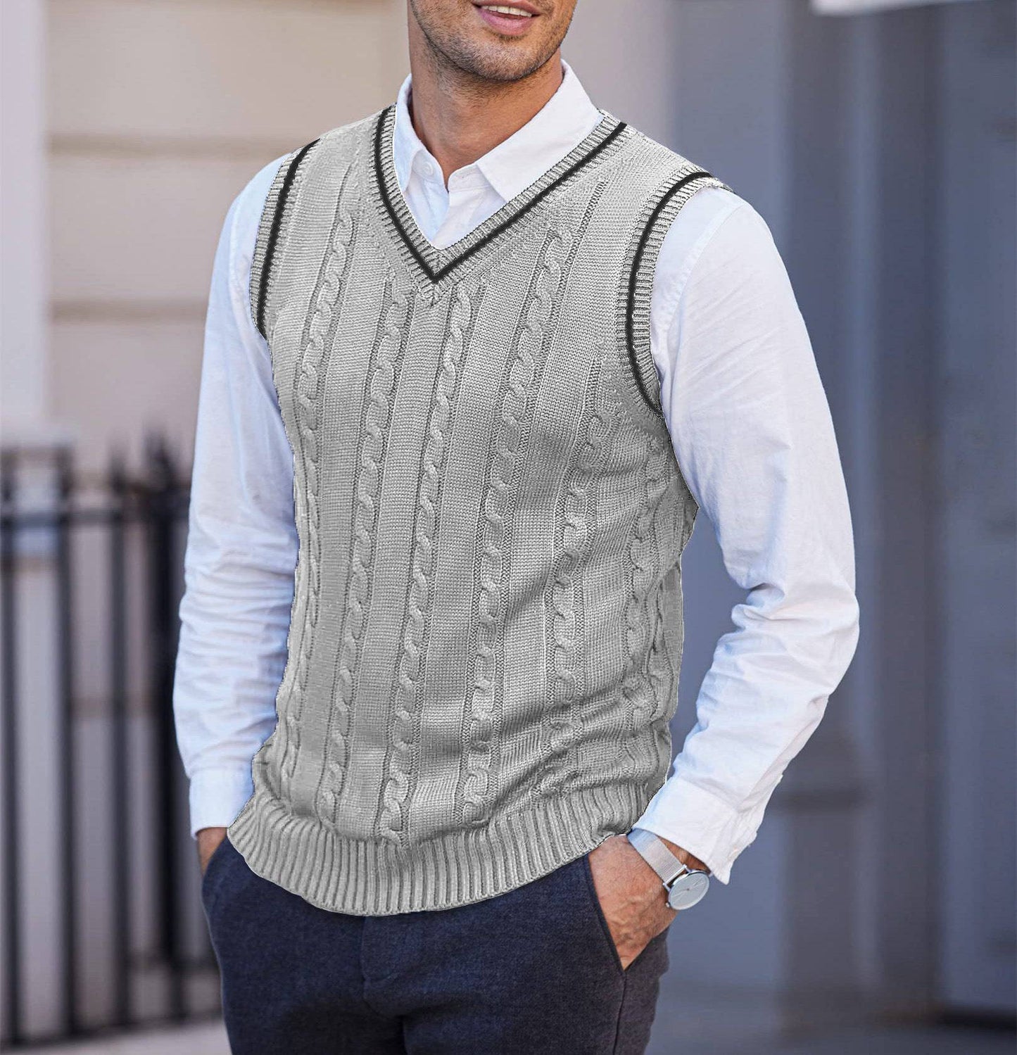 Waistcoat Sleeveless Casual V-neck Thickening Vest Bottoming Sweater