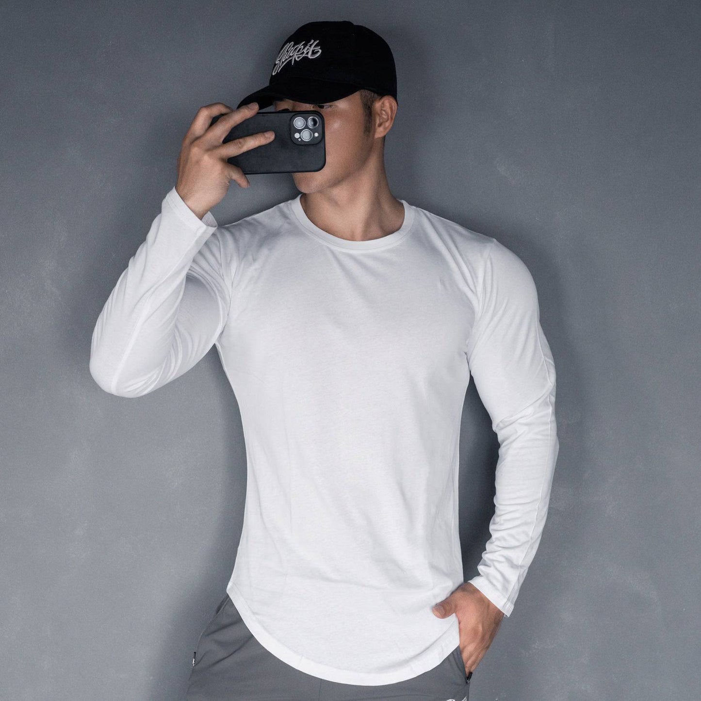 Men's Sports Casual Solid Color Long Sleeve Base