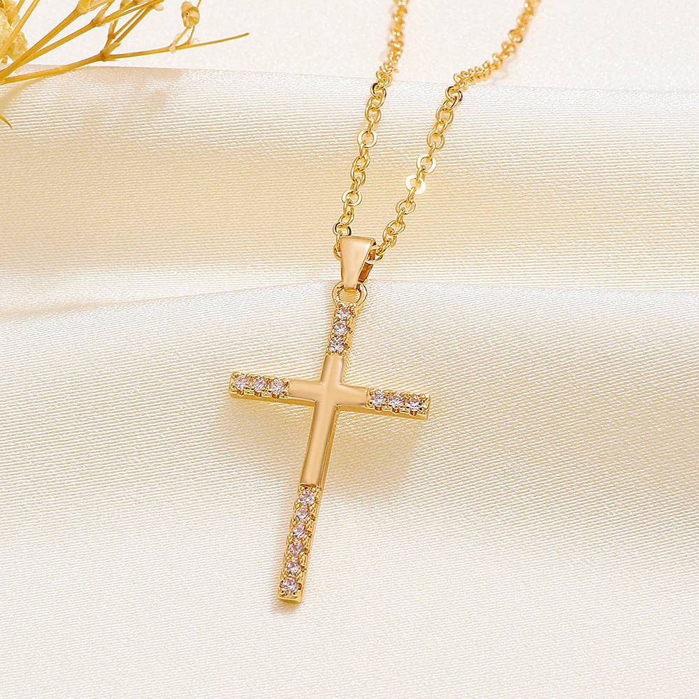 Diamond Cross Necklace Female Cross Pendant Clavicle Chain - YLORESHOP