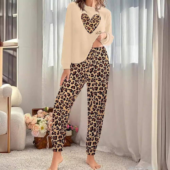 Printed Round Neck Long Sleeve Top Pants Home Two-piece Suit - YLORESHOP