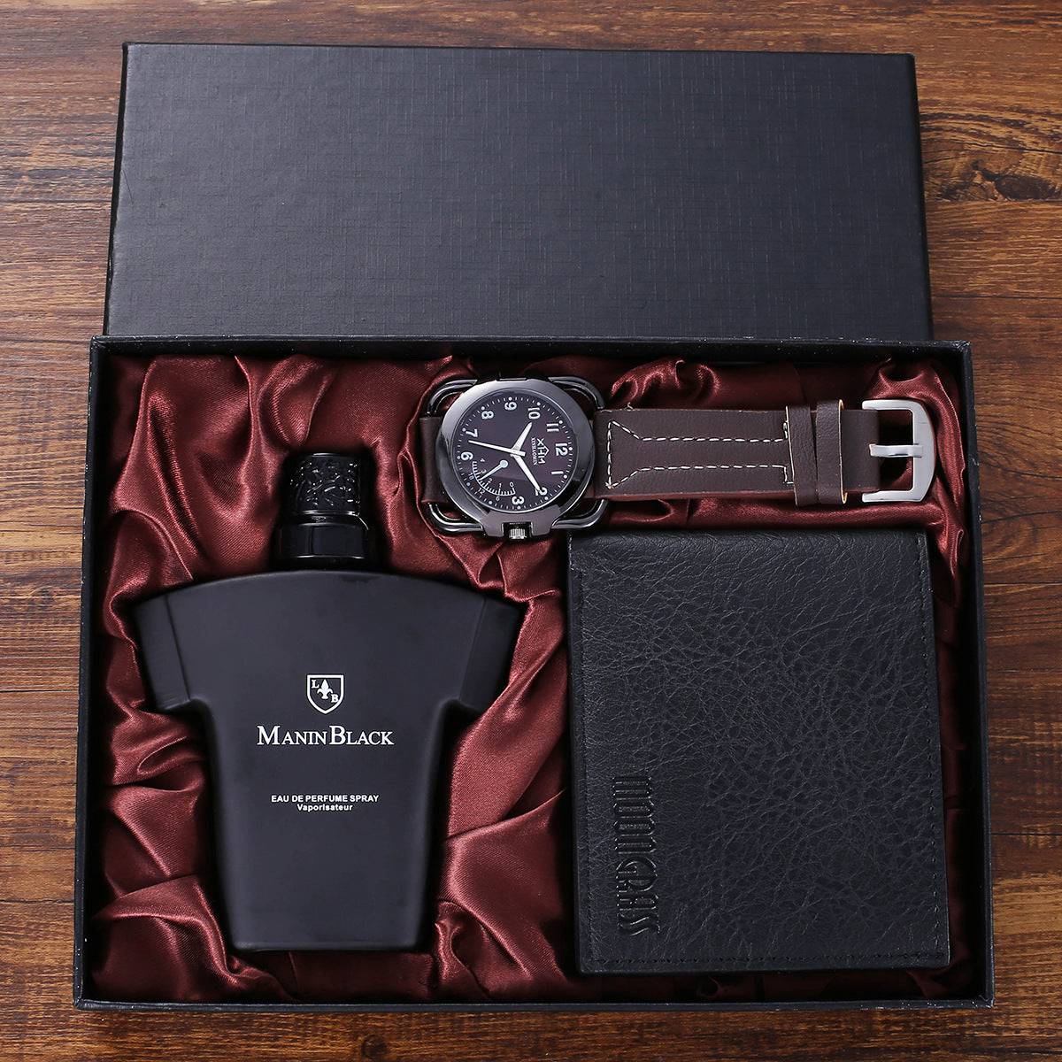 Gift Set Fashion Creative Gift Suit Wallet Belt Quartz Watch Perfume - YLORESHOP