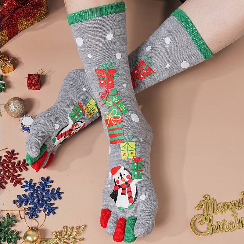 Cute Christmas Five-finger Socks Winter Elastic Sweat-absorbent Split-toe Socks For Women - YLORESHOP