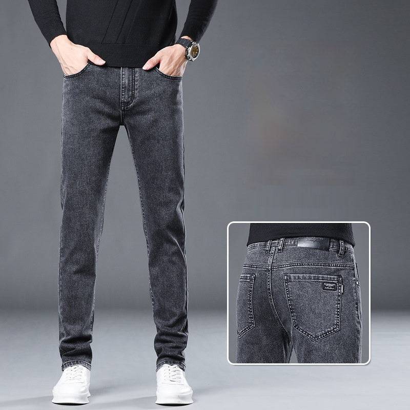 Jeans da uomo dritti slim elasticizzati versatili