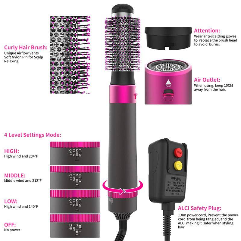 Professional 5 In 1 Hair Dryer Brush Dryer And Straightening Brush Electric Hair Styling Tool Automatic Hair Curler Beauty Supplies Gadgets - YLORESHOP