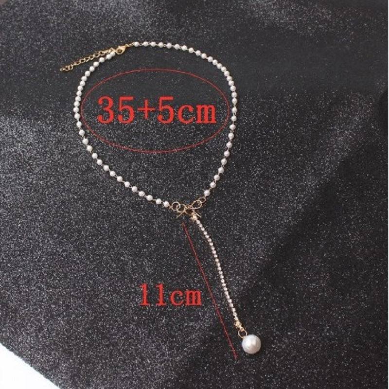 European And American Graceful Bow Long Pearl Tassel Pendant Necklace - YLORESHOP