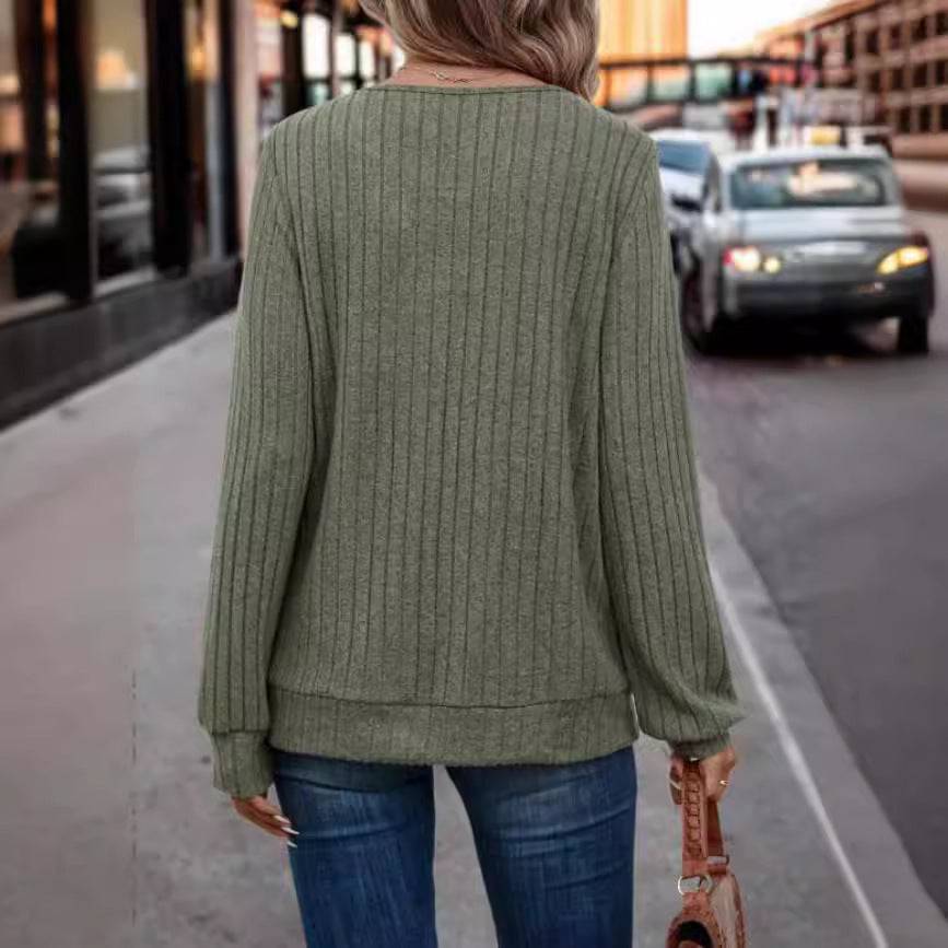 Maglione lavorato a maglia da donna con fascia incrociata tinta unita