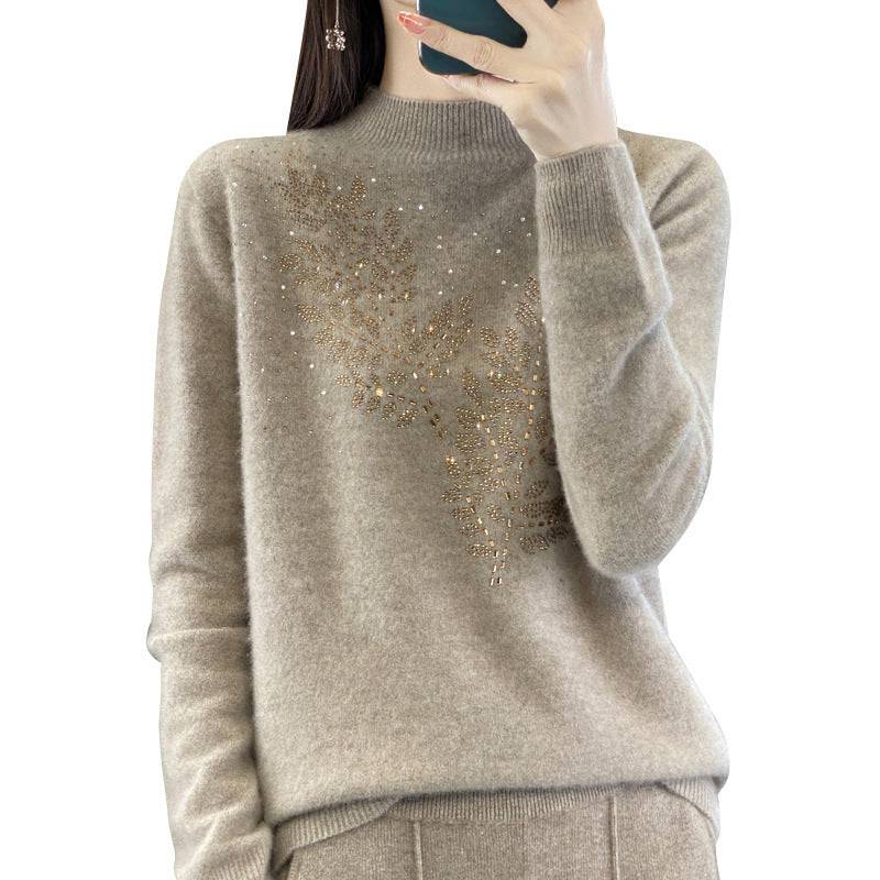 Women's Loose And Versatile Semi High Neck Knitted Sweater - YLORESHOP