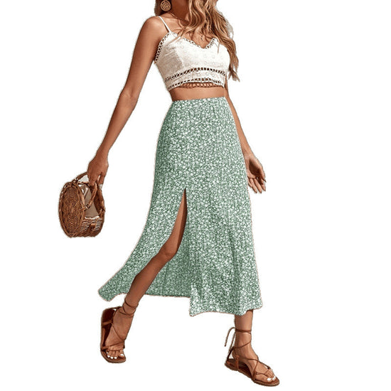 Floral Split New Chinese Style Skirt Fairy Dress For Women - YLORESHOP