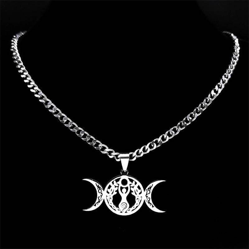 Triple Moon Celtic Knot Pendant Stylish Clavicle Necklace - YLORESHOP