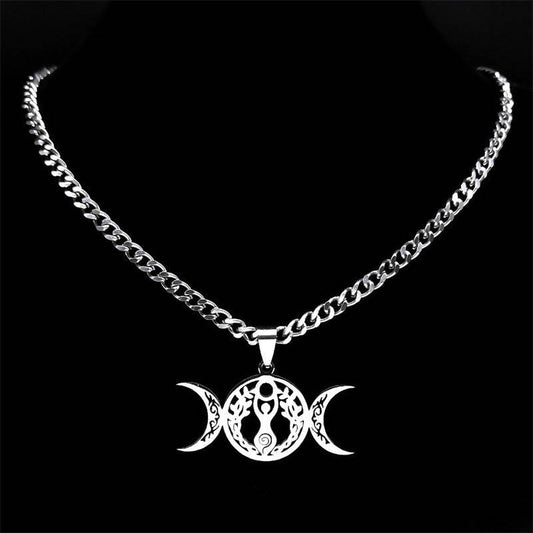 Triple Moon Celtic Knot Pendant Stylish Clavicle Necklace - YLORESHOP