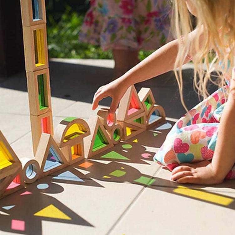 Blocchi di costruzione arcobaleno in legno acrilico per bambini, giocattoli educativi per la prima educazione