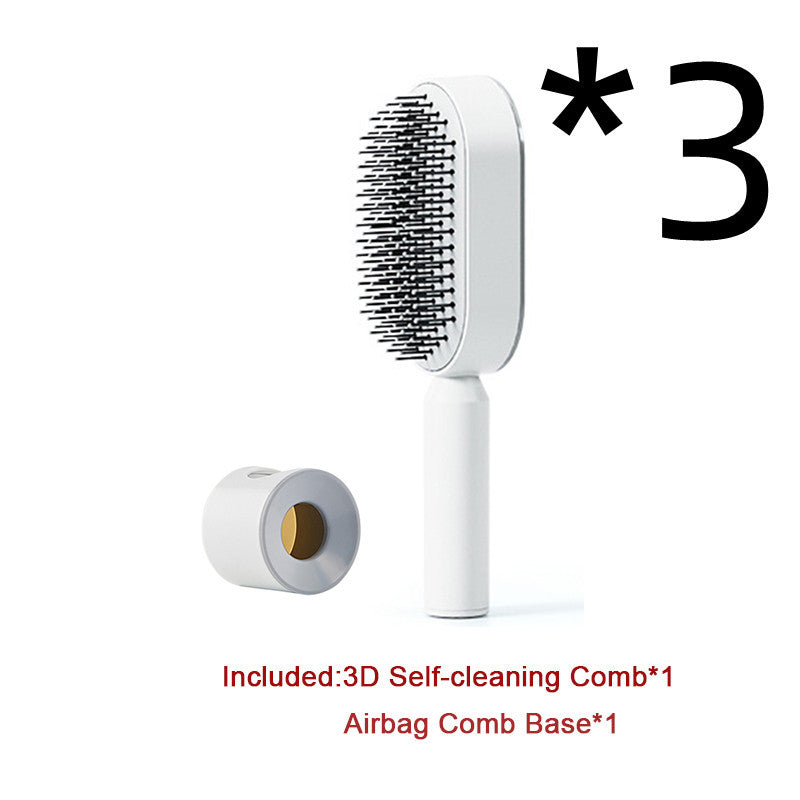 Self Cleaning Hair Brush For Women One-key Cleaning Hair Loss Airbag Massage Scalp Comb Anti-Static Hairbrush - YLORESHOP