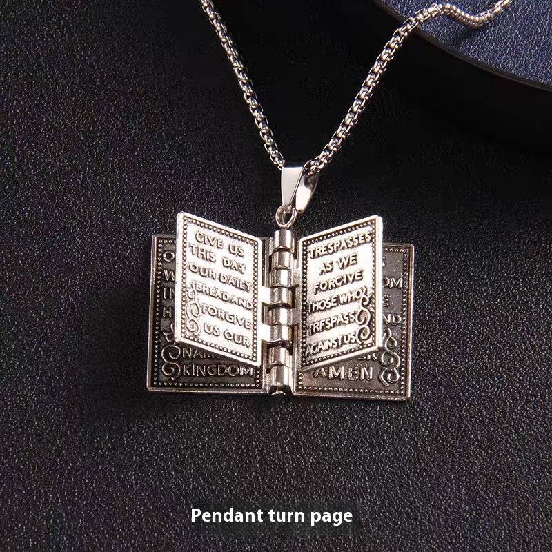 Stylish Pendant Flip-page Book Cross Necklace Fashion Jewelry - YLORESHOP