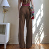 American Retro Solid Color Rib Fabric Basic Knitted Trousers - YLORESHOP