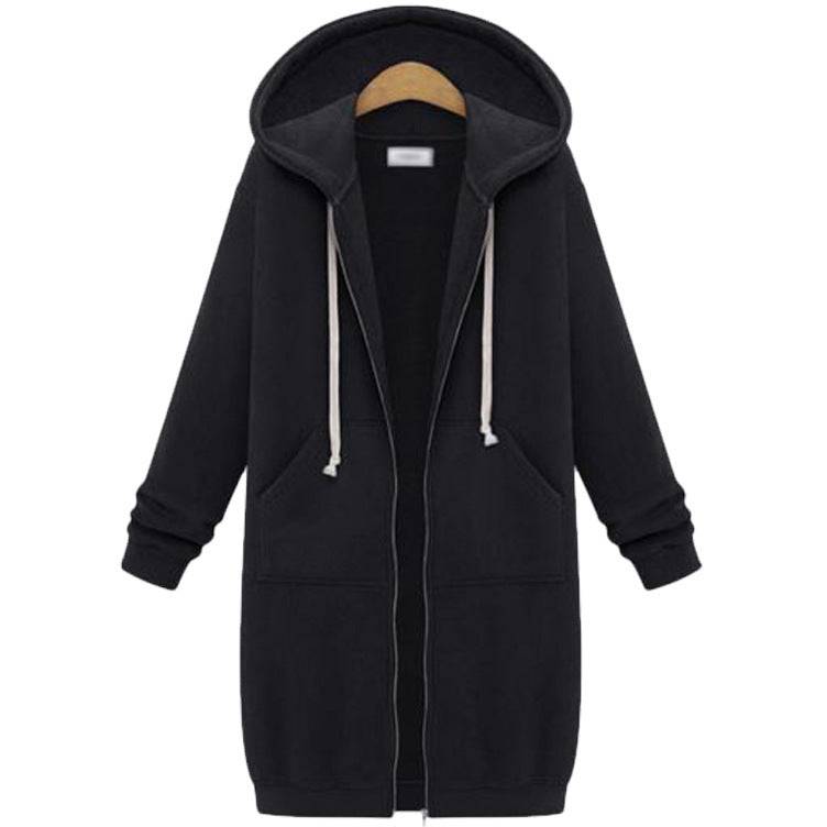 Hooded Long Sleeve Sweater Fleece Long Jacket - YLORESHOP