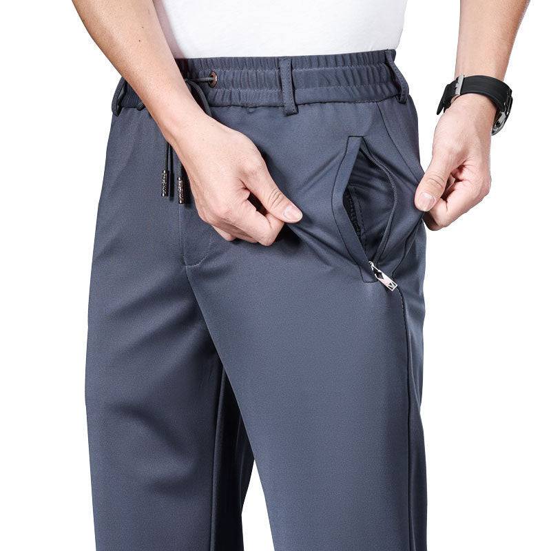 Pantaloni casual da lavoro elasticizzati dritti larghi da uomo in vita elastica