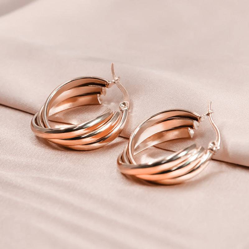 Retro Multi-layer C- Shaped Titanium Steel Earrings - YLORESHOP