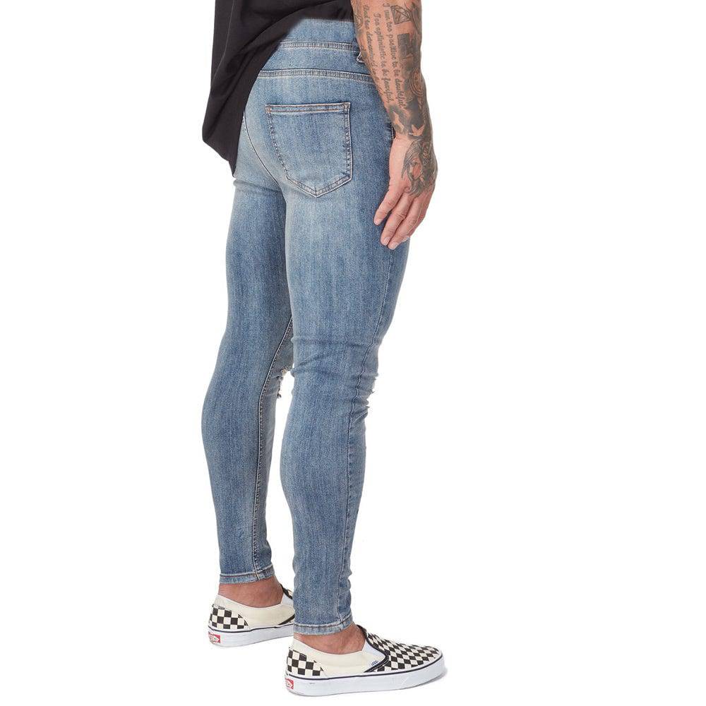 Jeans da motociclista strappati lavati da uomo skinny elasticizzati