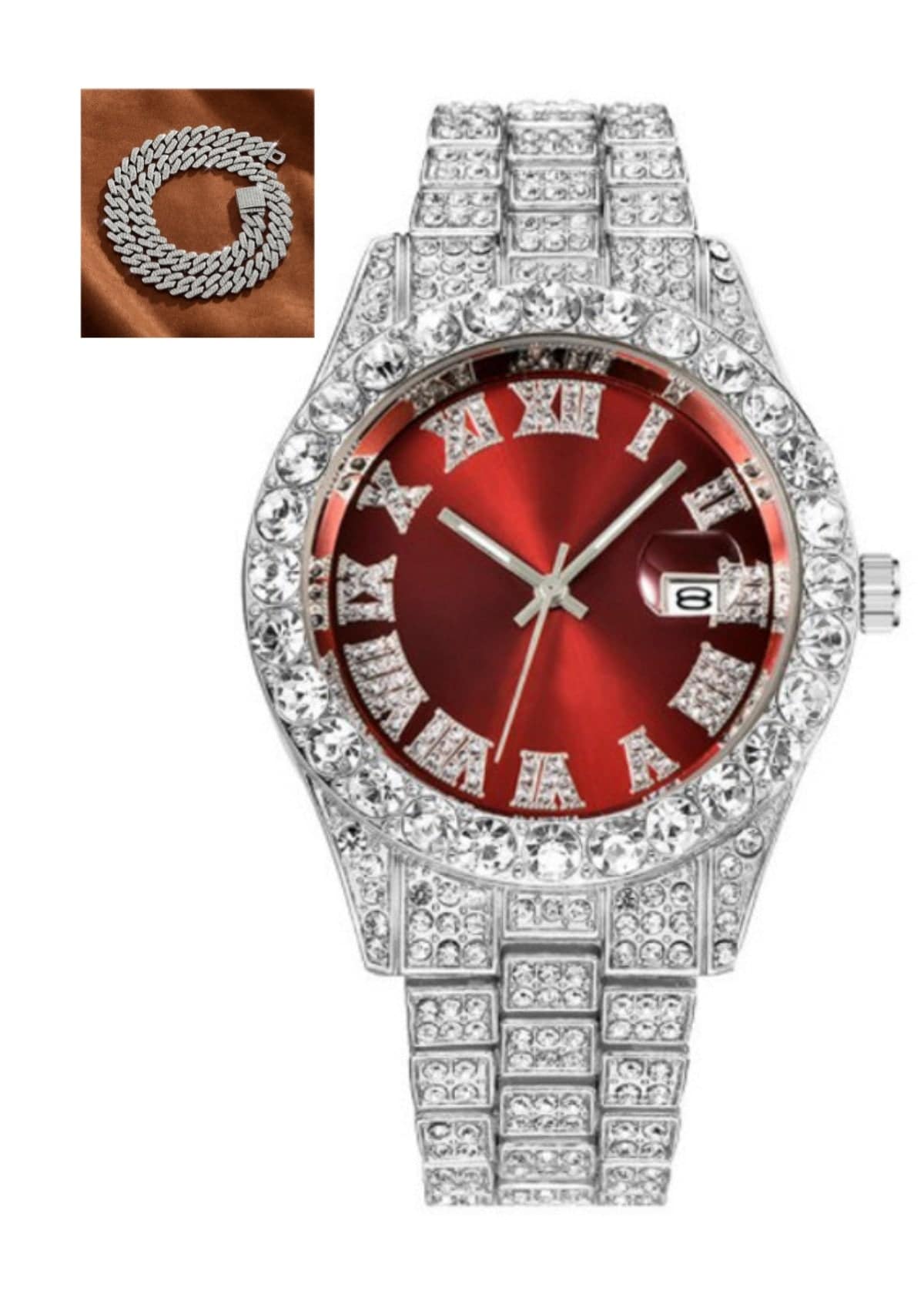 Hot Men's Steel Belt Hip Hop Roman Scale Diamond Quartz Watch - YLORESHOP