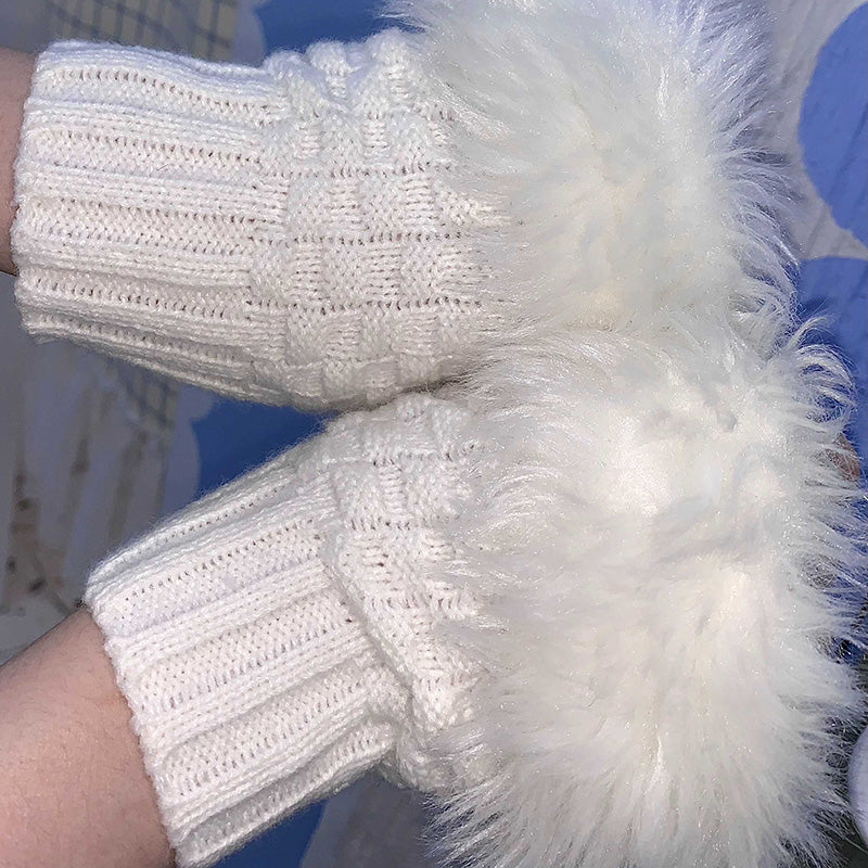 Wool Knit Gloves Sleeves Sweet Warm Versatile Wool Gloves - YLORESHOP