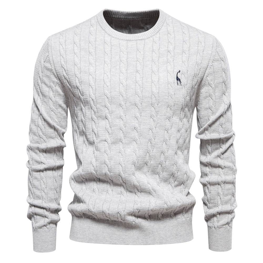 Autumn And Winter Sweater Pullover Deer Embroidery Solid Color Sweater For Men - YLORESHOP