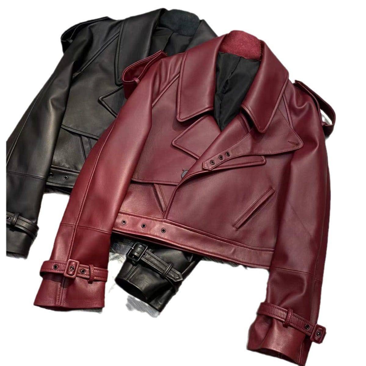 Women's Fashion Loose Outer Sheep Leather Jacket - YLORESHOP