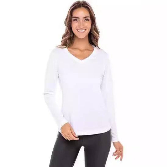 T-shirt a maniche lunghe in cotone da donna